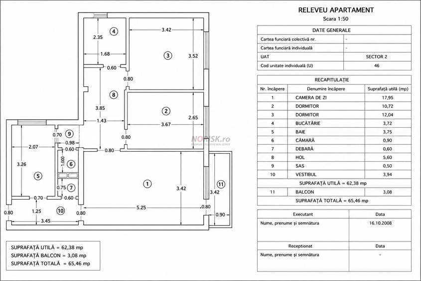 Ap 3 Camere | Soseaua Pantelimon | 65,5 mp  | Balcon |