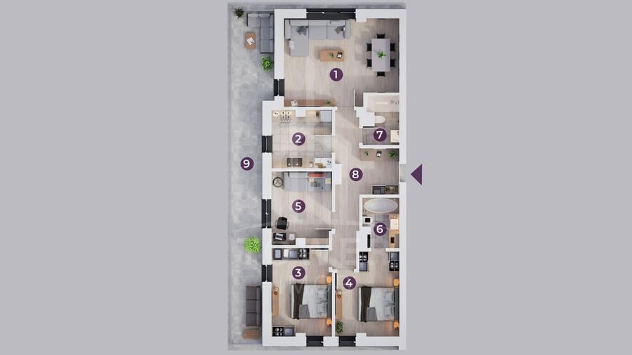 Apartament cu 4 camere, Rate la Dezvoltator pe 7 ani