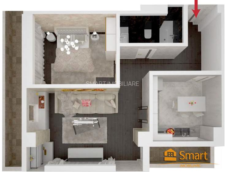 Ap 2 camere + parcare , bloc nou Intabulat , B-dul Poitiers - 8