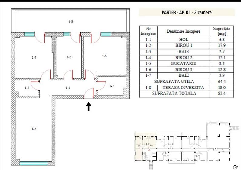 🏠 Apartament 3 camere | Platinum Residence – Bloc A, Parter