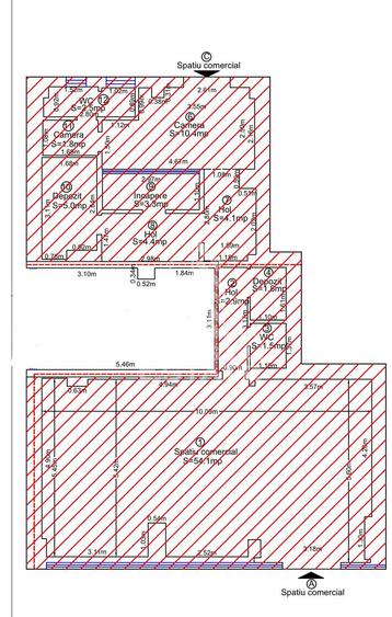 Spatiu comercial stradal de inchiriat, 92 mp, Zona Dambovita Sagului