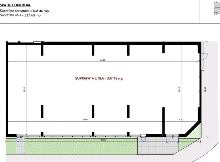 Bd Bucurestii Noi Laminorului spatiu P+1 730 mp stradal open space