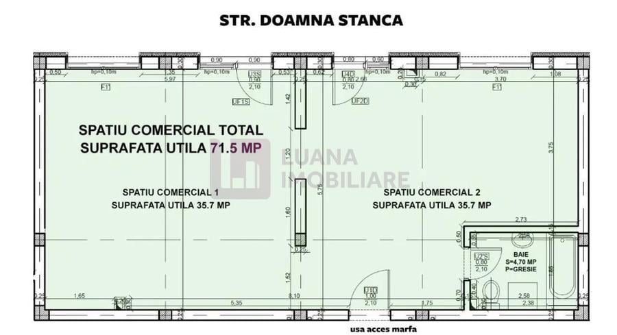 Spatiu comercial NOU | Doamna Stanca | 71,5 mp | vitrine la strada