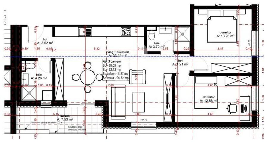 Apartament cu 3 camere | Etajul 1 | Ansamblul Dimitrie Anghel | Oradea