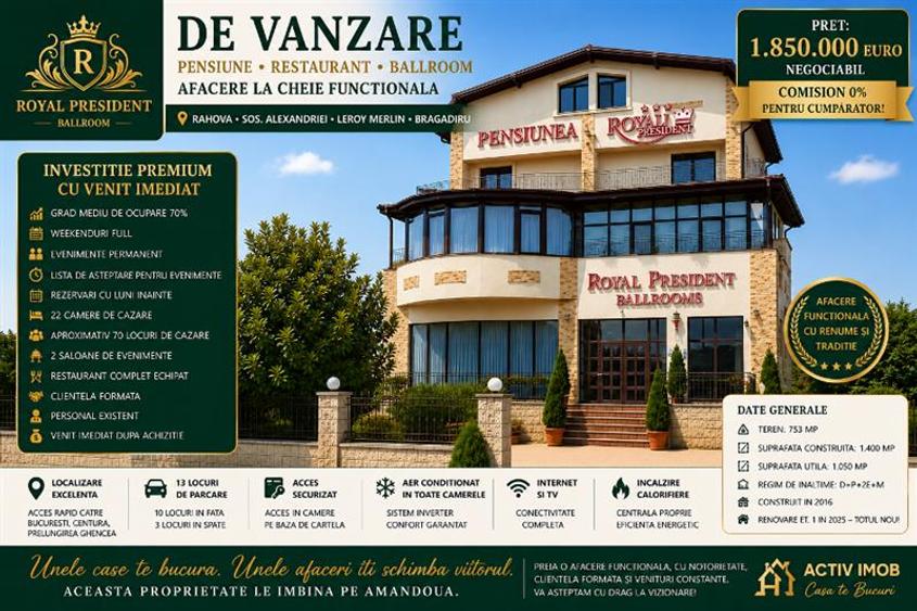 De vanzare – Cladire comerciala - Pensiune – Restaurant – Ballroom – Rahova – A