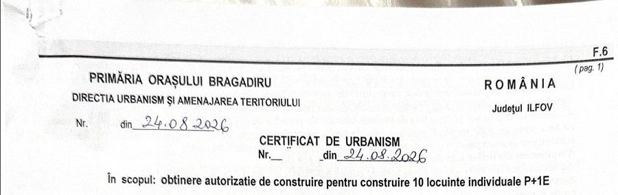 Bragadiru dubla deschidere Str. Crinului URBANISM CONSTRUIRE 10 CASE