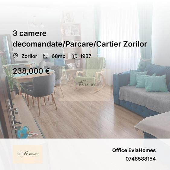 3 camere decomandate/Parcare/Cartier Zorilor