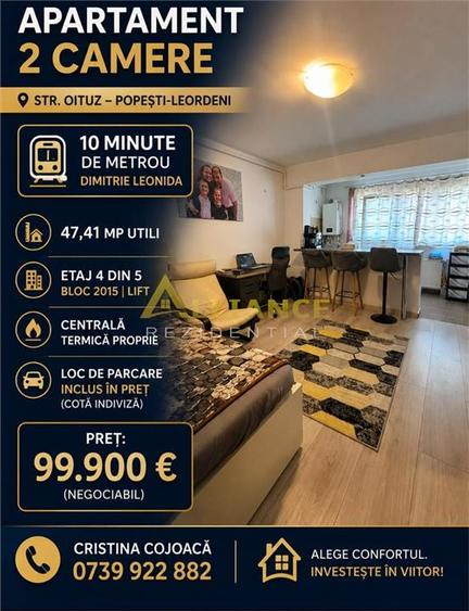 Metrou Dimitrie Leonida 10 minute Apartament 2 camere Mobilat si Utilat + Parcar