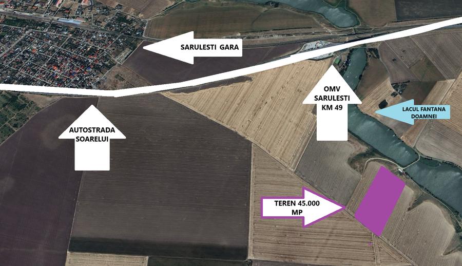 Proprietar - Teren 45.000 mp Sarulesti - Gara - pe malul lacului