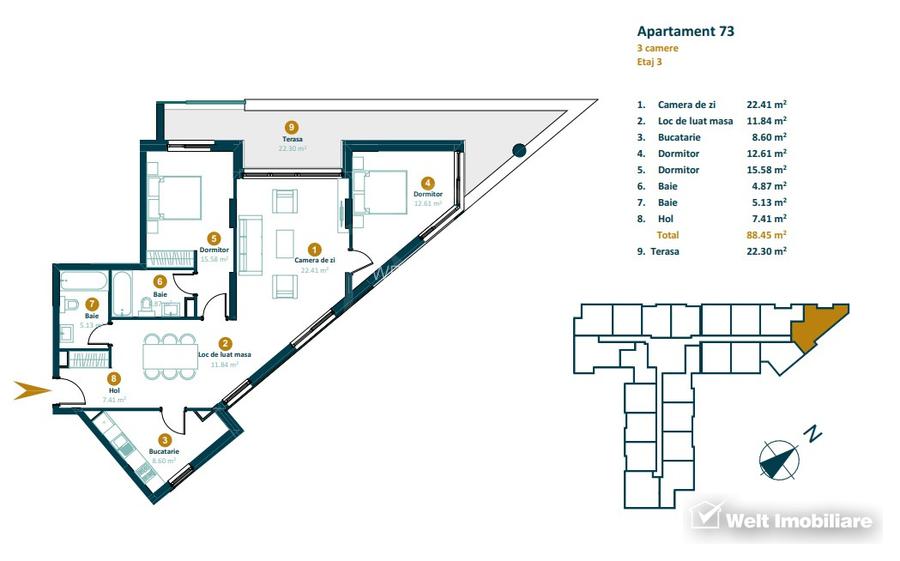 Apartamente de 3 camere, imobil nou finalizat CU CF,  2570 EURO/MP TVA INCLUS ! - 2