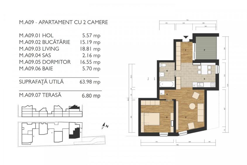 Apartament cu 2 camere | predare finisat