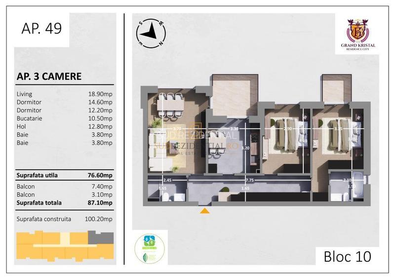 Apartament cu 3 camere, spatii generoase si intimitate | Metalurgiei - 1