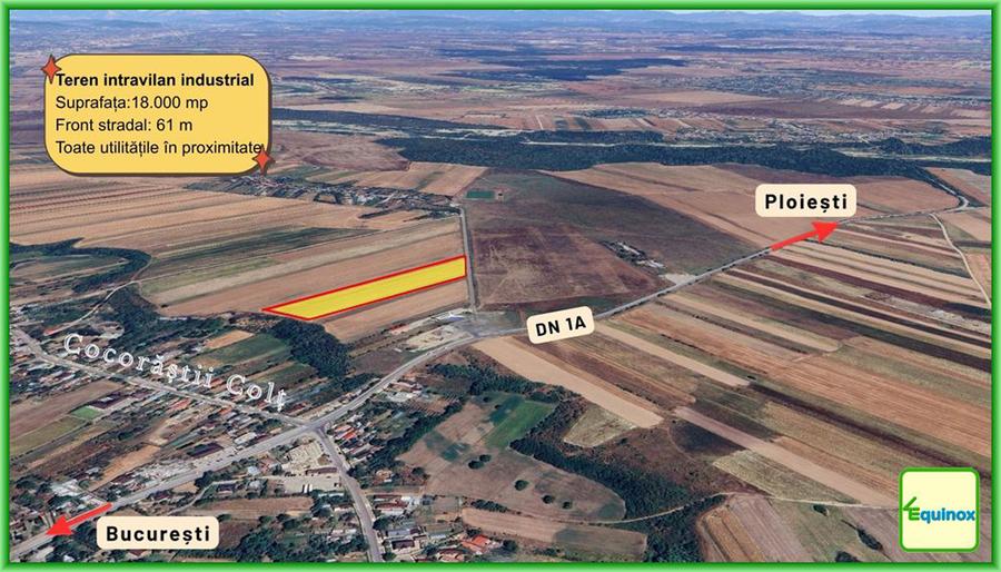 Teren intravilan-industrial de vânzare, Cocorăștii Colț, Prahova, ECX95761