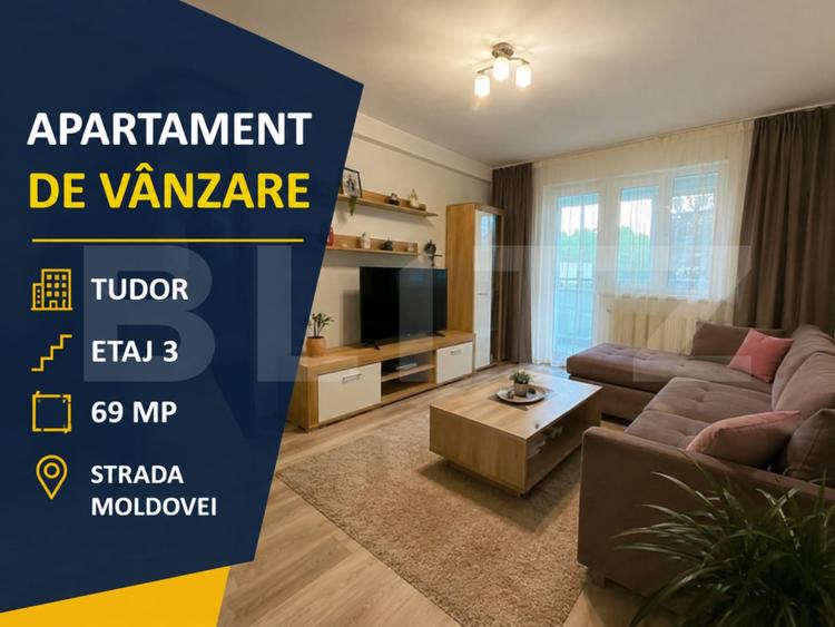 Apartament cu 3 camere de vânzare, 69 mp – Str. Moldovei, Tudor Vladimirescu
