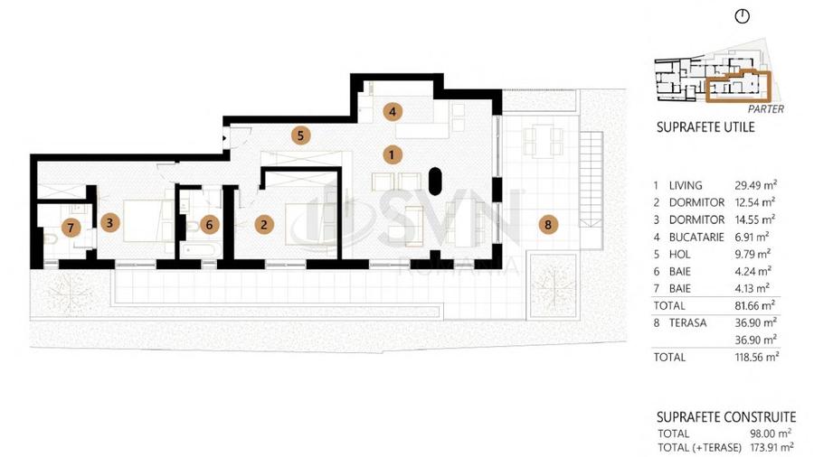 REA1018703 Apartmament modern 3 camere cu gradina proprie I Zona Unirii