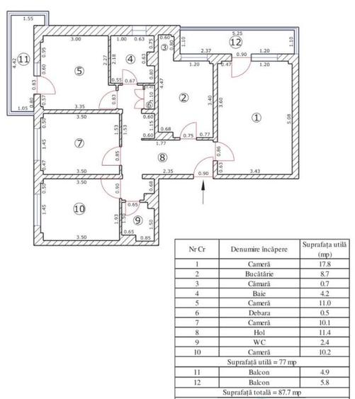 Racadau 4 camere Etaj 1/6 -Comsion 0%