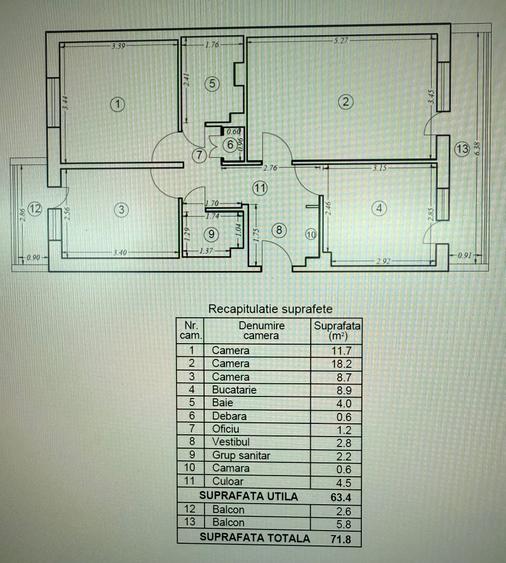 Ap 3 camere zona Vitan Dristor. 2 bai. Decomandat. Locatie exacta pe Map
