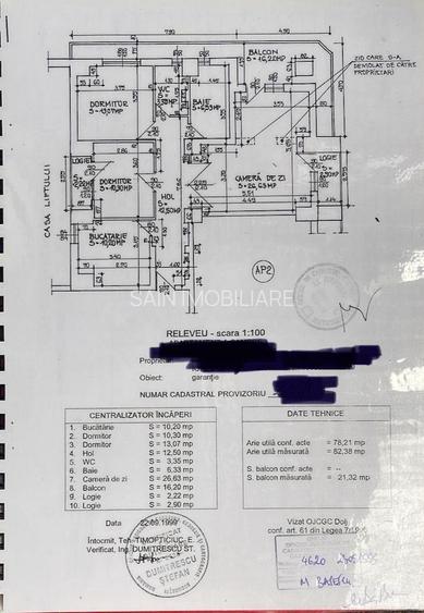 Apartament cu 4 camere transformat in 3 camere , centrala,vedere trilaterala - 10