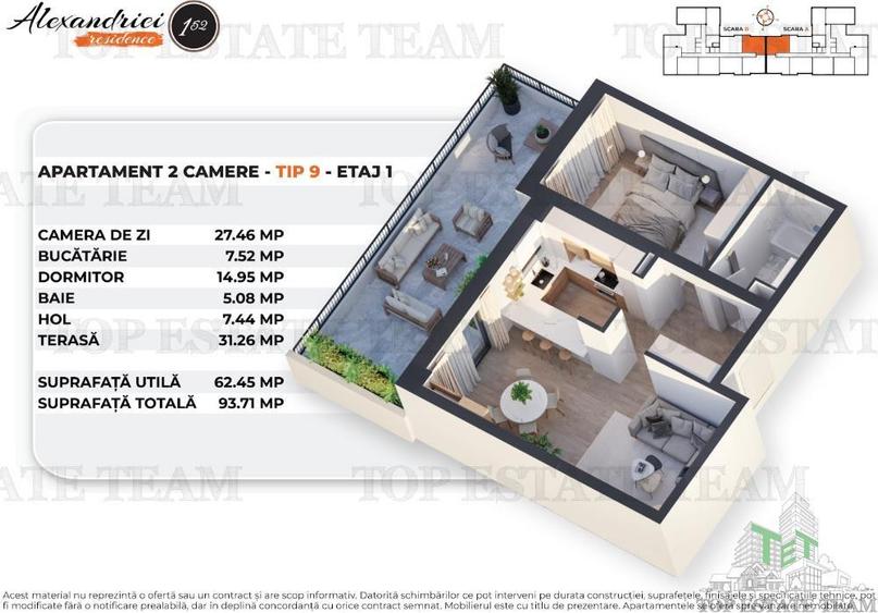 Apartament 2 camere, Terasa 31.26mp, Soseaua Alexandriei, Bucuresti