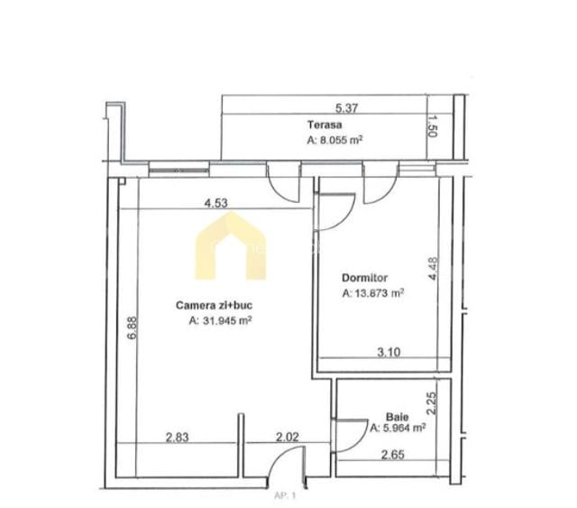 Apartament 2 camere | FINISAT | SU 52 mp | Balcon 8 mp | Florești - 1