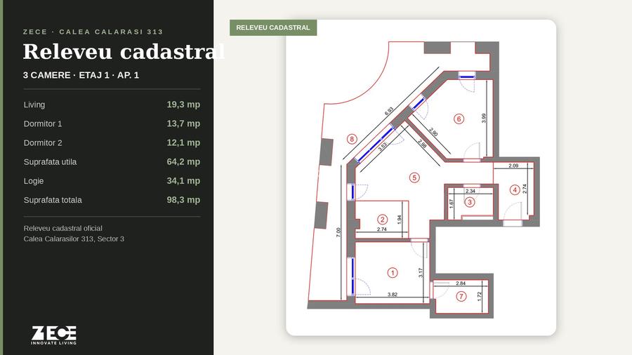 Apartament 3 Camere de Vanzare - Bloc Nou - ZECE Innovate Living - 2