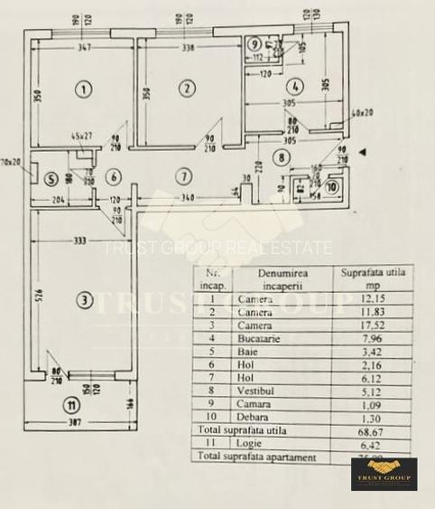 Apartament 3 camere P-ta Victoriei Titulescu | Renovat | 1976