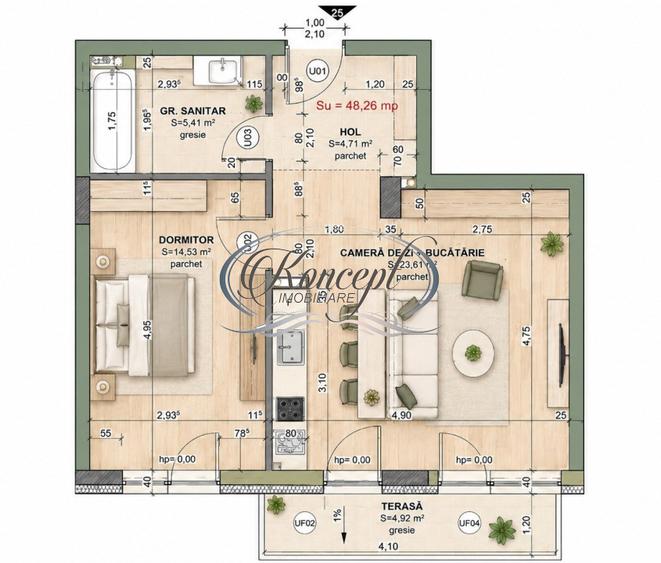 Apartament 2 camere in Terra Gardens, Cluj-Napoca