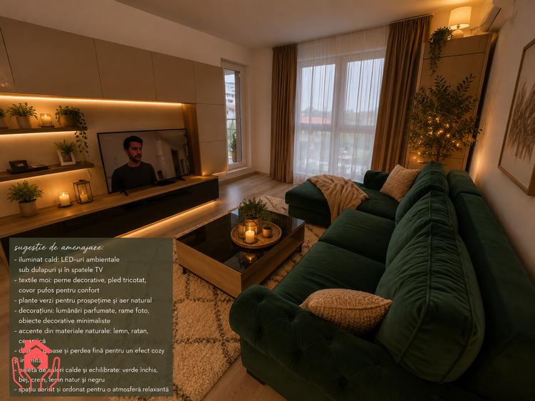 SISESTI-2 camere mobilate, 2 bai, terasa cu vedere lac, bloc boutique, parcare!