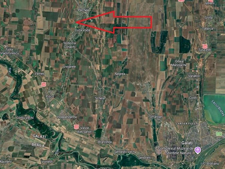 21,66 Ha Teren Compact – Pechea (Galați) – Potențial Energetic & Agricol