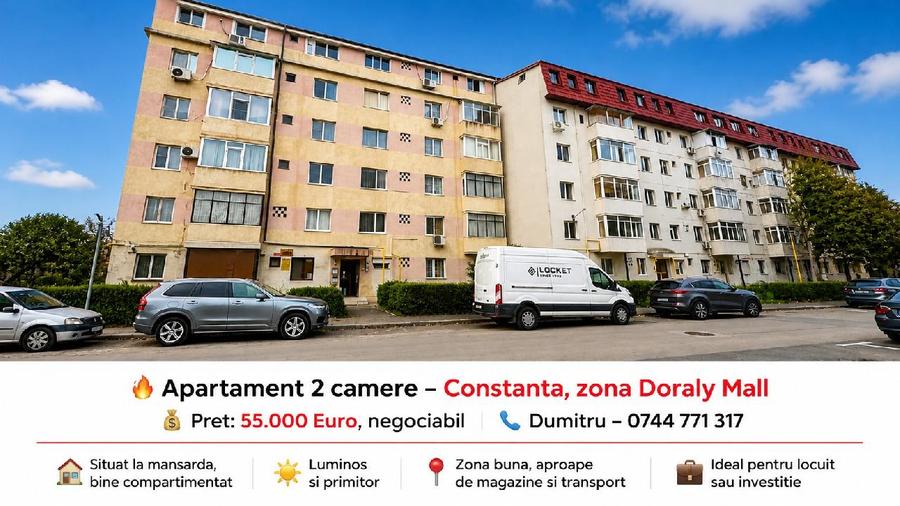 Constanta, Doraly Mall, Apartament-2 camere, Mansarda