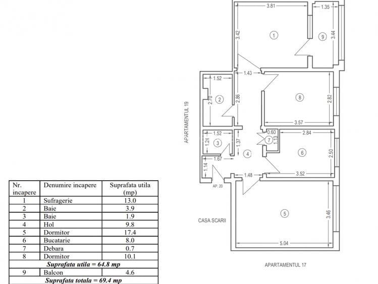 Apartament 3 camere decomandat spatios Medgidia, zona VS-uri - 12