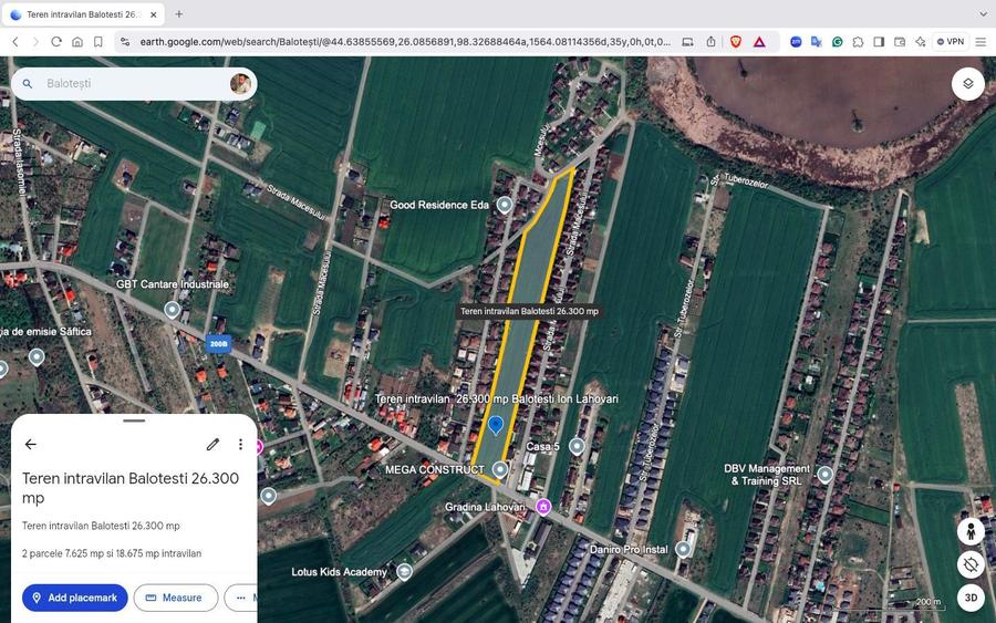 Teren intravilan 26.300 mp Saftica Balotesti - PUZ în lucru