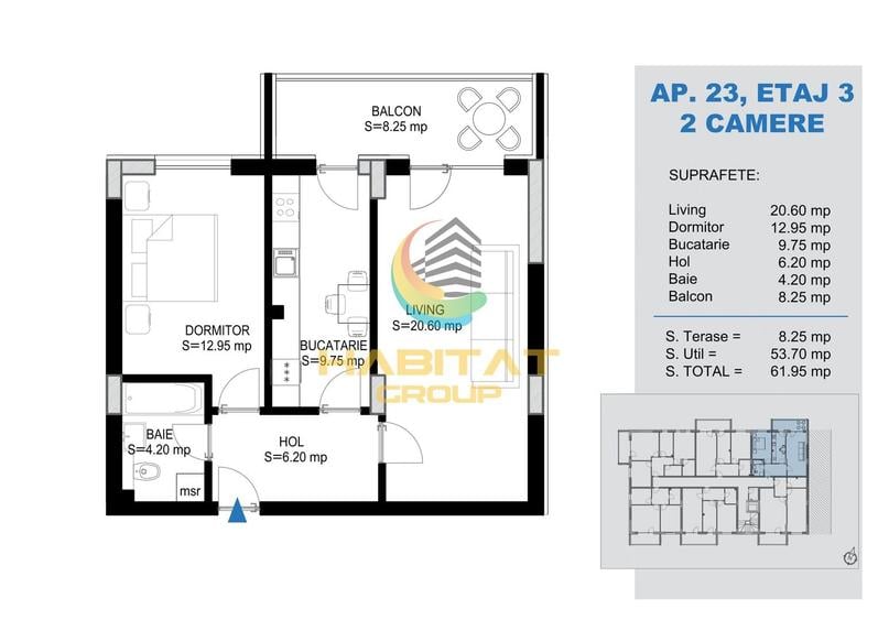 Pallady 2 camere tip studio 61 mp la 15 min. metrou N.Teclu