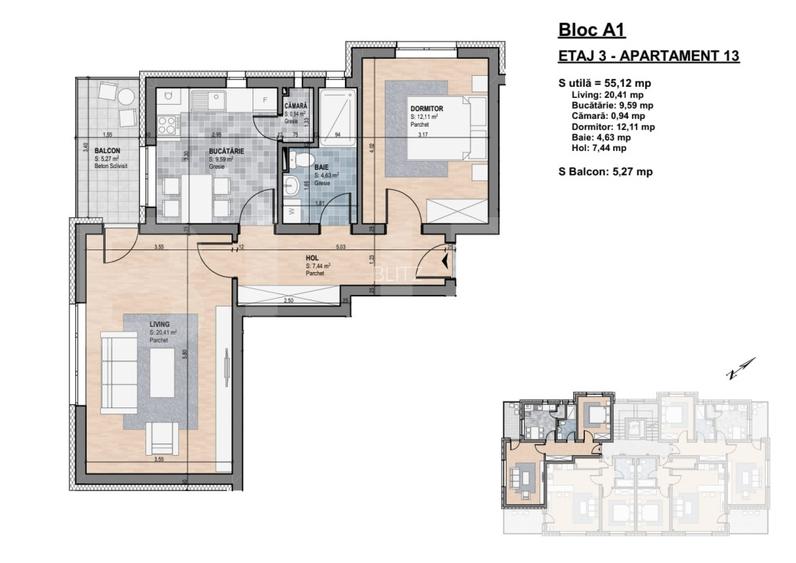 Apartament de vanzare, 2 camere, 55,12 mp - Gherla - 2