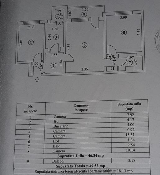 Etaj 1, Apartament 3 camere confort 2 Sporit, zona Viziru 1