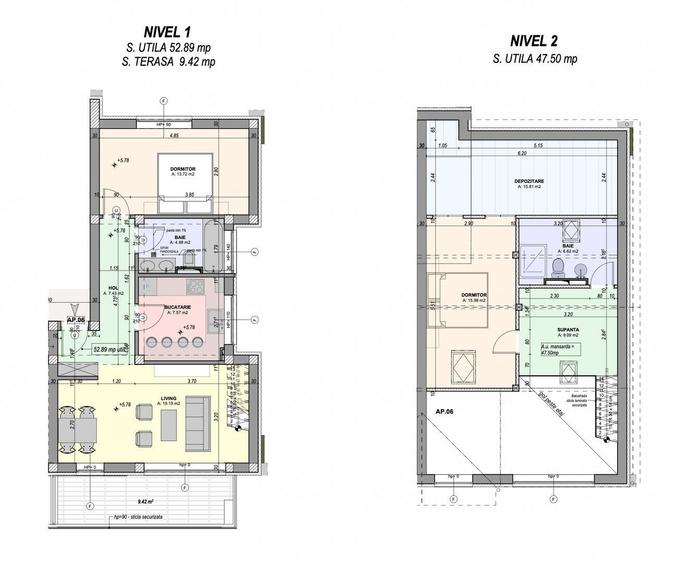 Penthouse 3 camere, 2 bai si dressing, intabulat, contoare montate