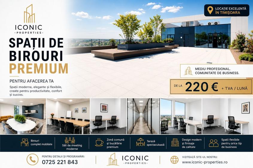 De inchiriat birou 2 persoane clasa A, cladirea VOX , 0% COMISION