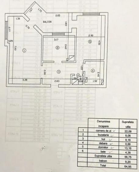 2 Camere Decomandat 65mp Bloc 2001 zona Frumoasa