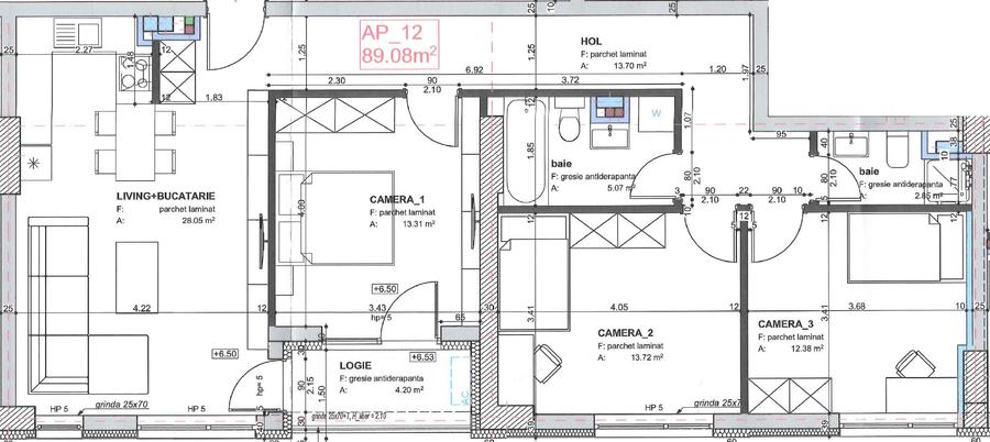 Ap. de 4 camere la dezvoltator - Central - București 41-45