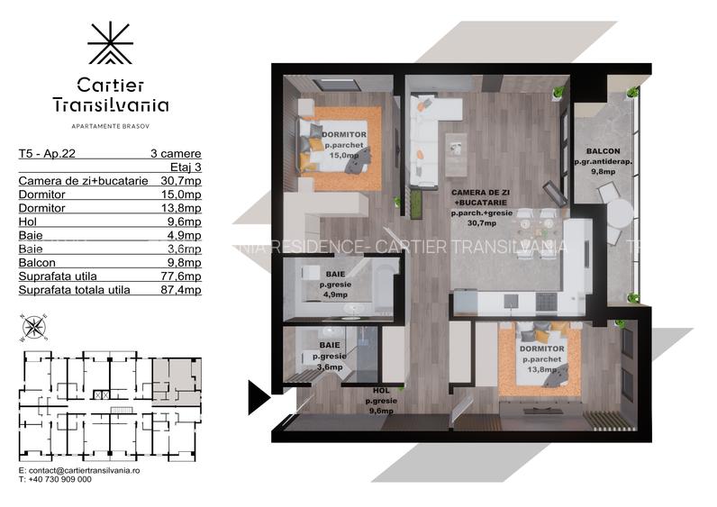 TRANSILVANIA RESIDENCE-CARTIER TRANSILVANIA, APARTAMENT  3 CAMERE - 18