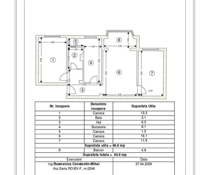 Apartament de vanzare 3 camere cu pivnita mare, Astra, Brasov