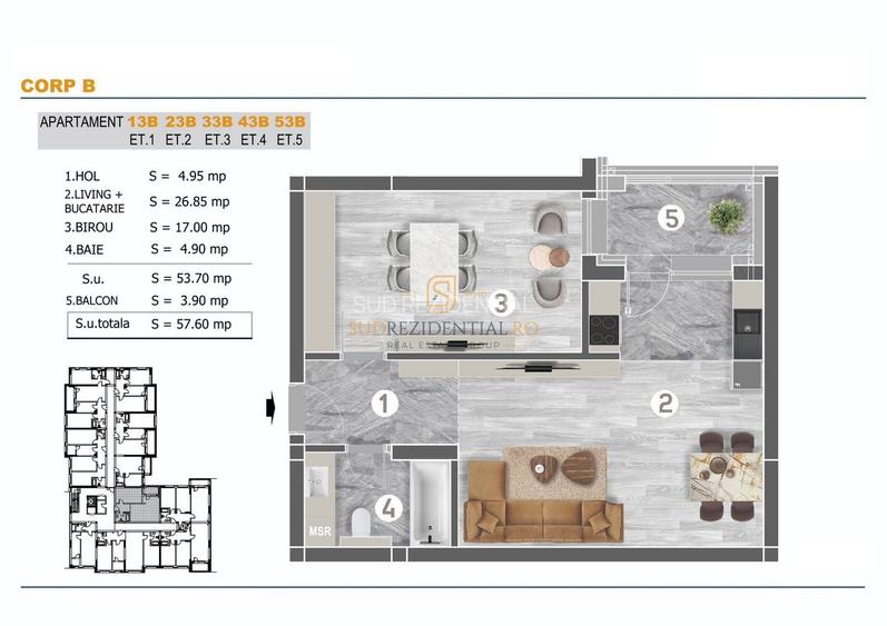 Apartament nou, 2 camere, pozitionare excelenta in zona Brancoveanu - 1