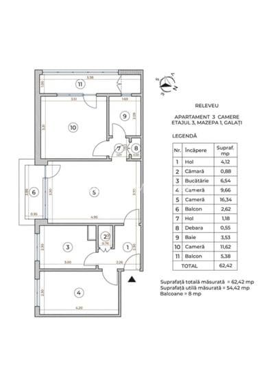 Apartament 3 camere, etaj 3/4, centrală proprie și izolație – Mazepa 1 - 8