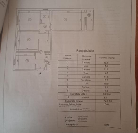 Apartament cu 3 camere decomandat, etaj 6/10, zona Alexandru cel Bun