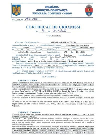 Teren Intravilan Plaja Corbu | 1.064 mp | Ideal Investiție