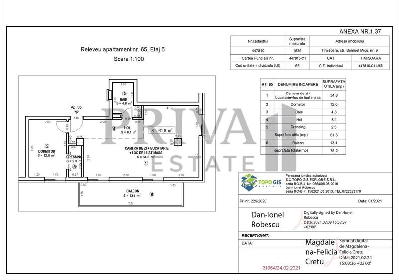 Apartament de lux, 2 camere, 62 mp + 13 mp terasa, loc de parcare - 16