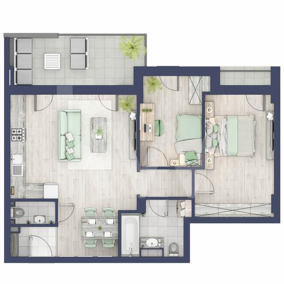 Apartament 3 camere, etaj 1, intabulare vara 2026