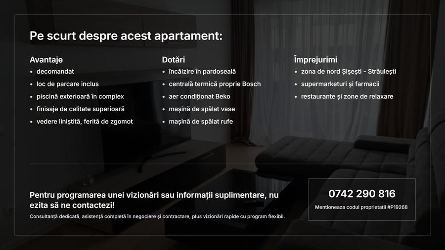 Apartament 2 Camere | Sector 1 | Piscină & Parcare | Mobilat Modern