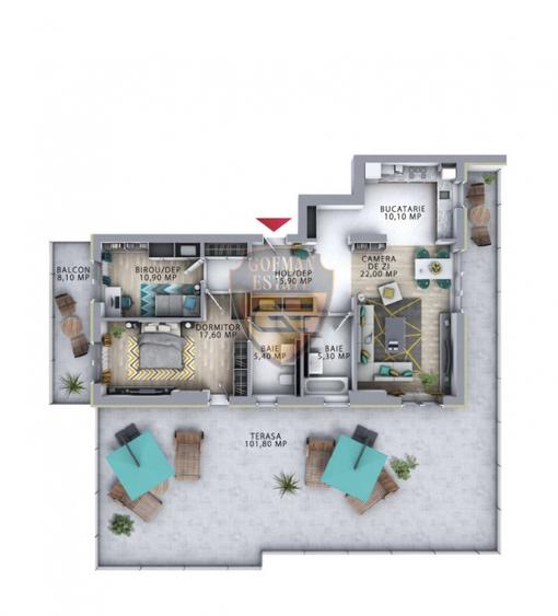 Penthouse 3 Camere, 88 mp Tomis Plus terasa 110mp Parcare aditionala, TVA inclus