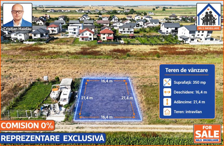 Teren pt casa in Comuna Berceni Ilfov | 350mp (21.4x16.4) | Comision 0